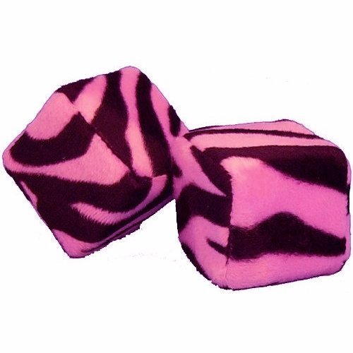 Animal Print Hot Pink Zebra Animal Print Car Fuzzy Dice