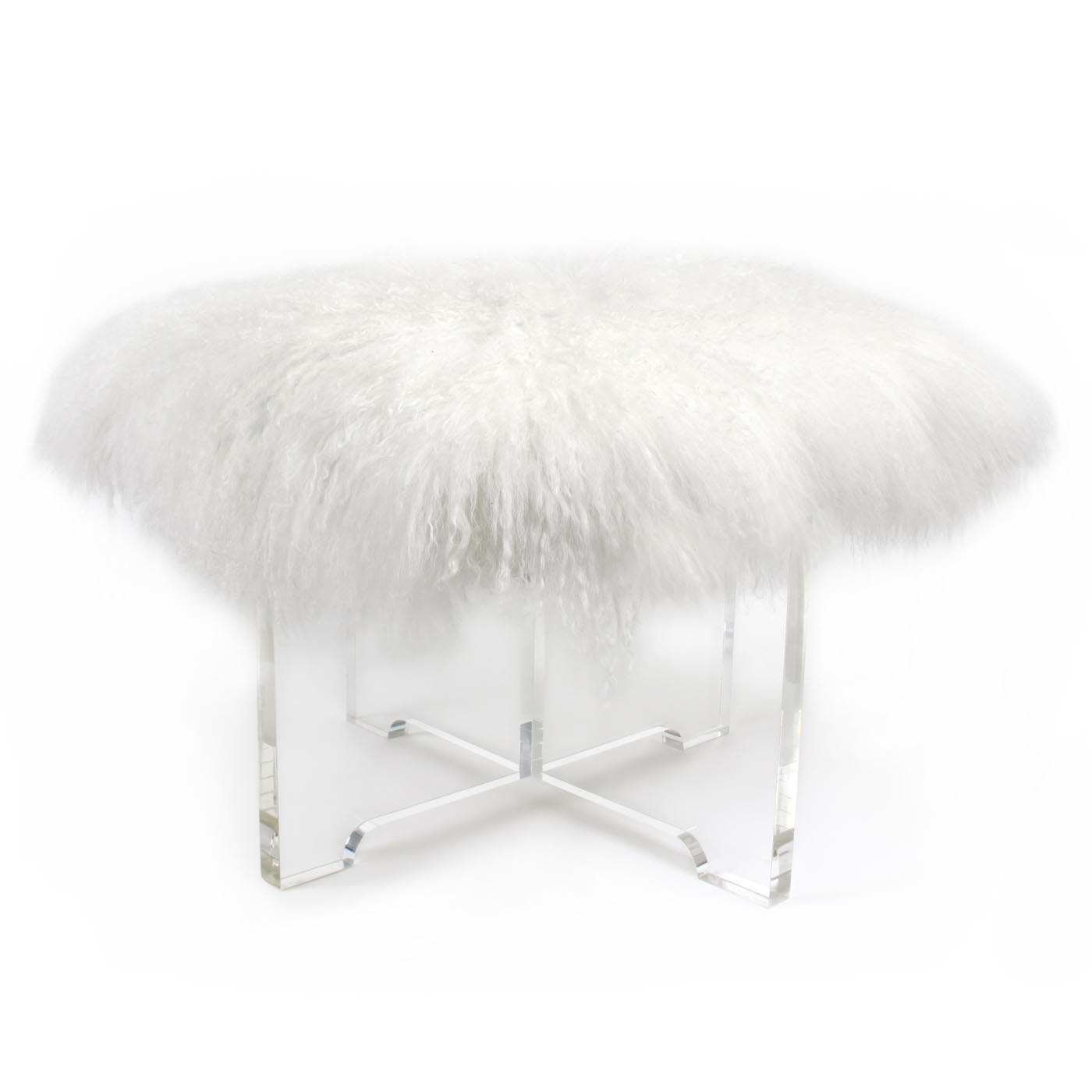 Jonathan Adler Mongolian Lamb Bench, White