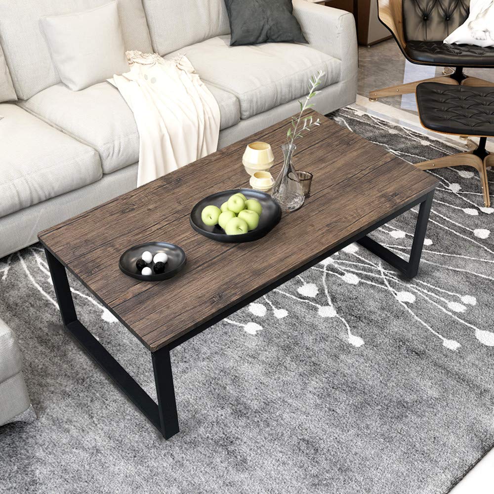Aingoo Rustic Coffee Table, Dark Brown