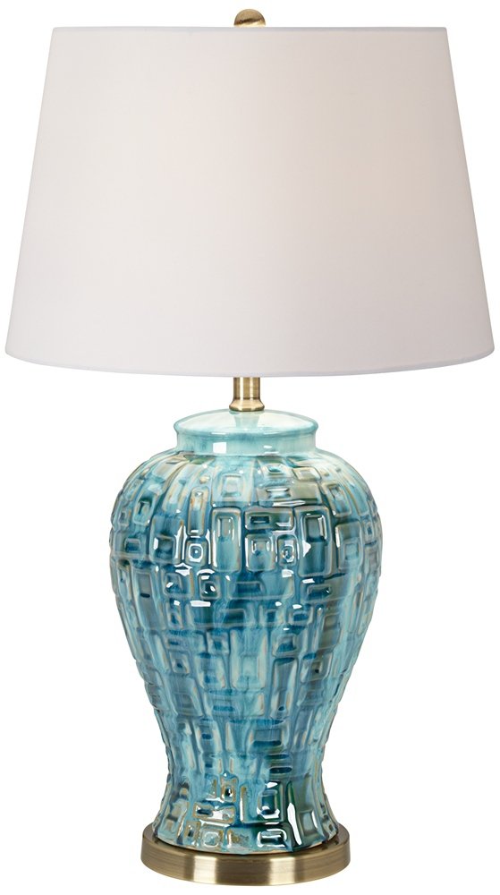 Possini Euro Design Teal Temple Jar Table Lamp