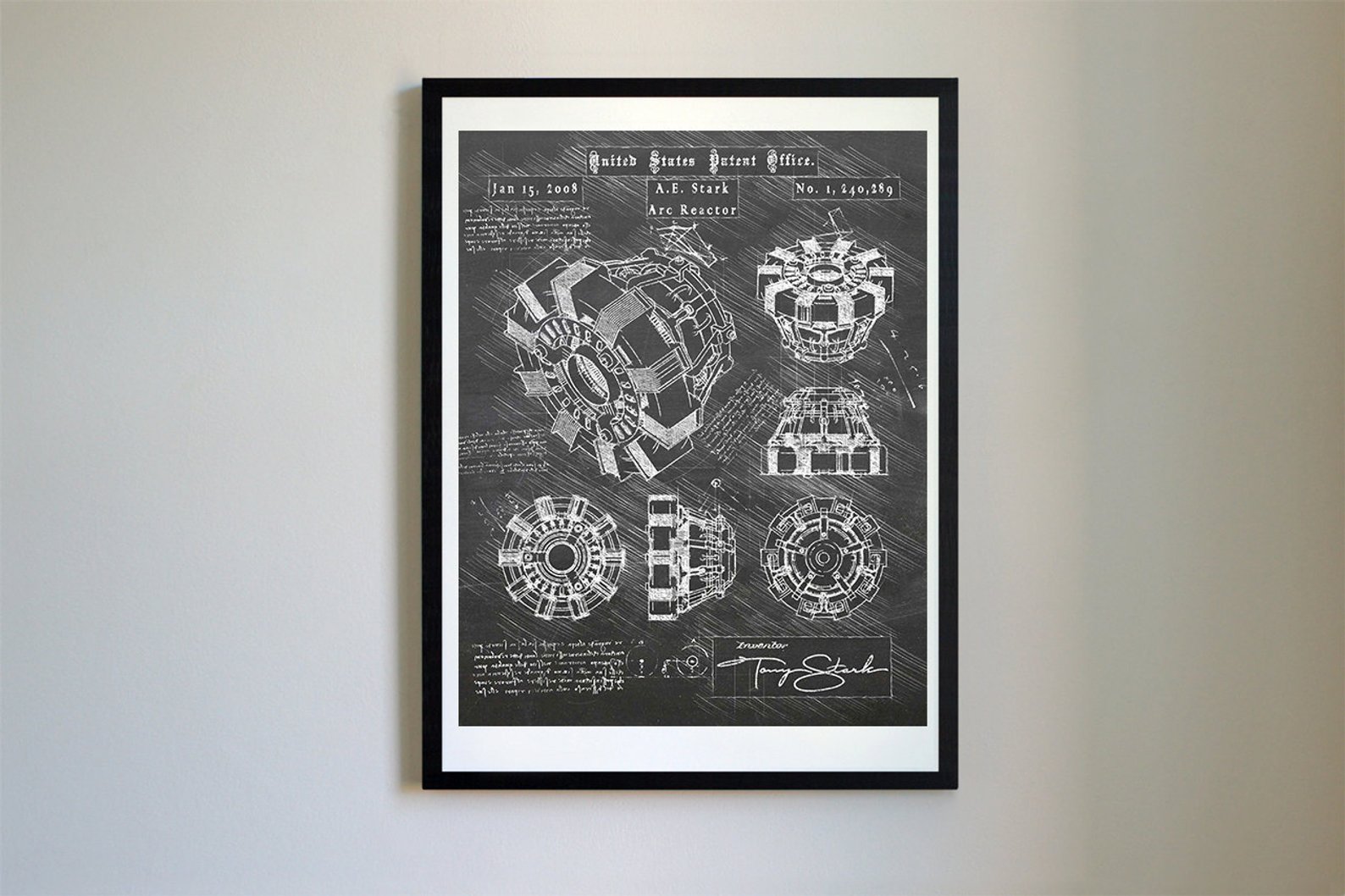 Ironman Arc Reactor, Da Vinci Sketch, Patent Poster Print