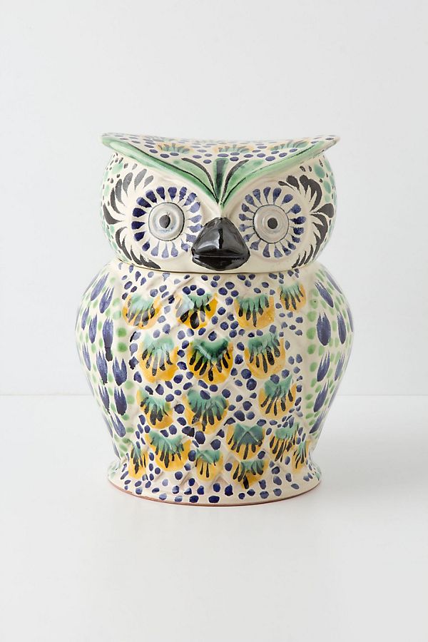 Handpainted Folk Owl Cookie Jar