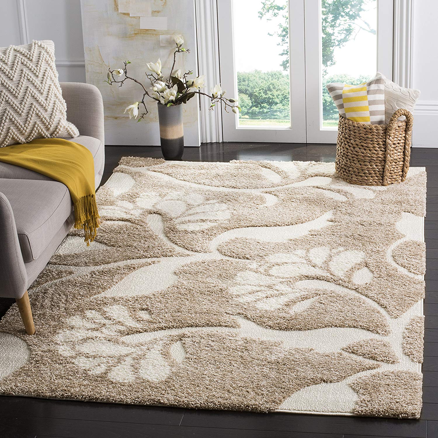 Safavieh Florida Shag Collection SG459-1311 Beige and Cream Area Rug