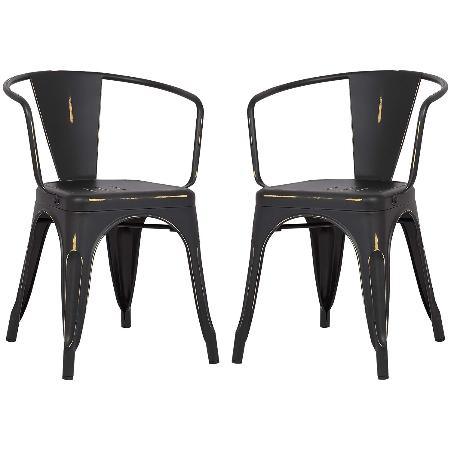 POLY & BARK Trattoria Arm Chair in Distressed Black