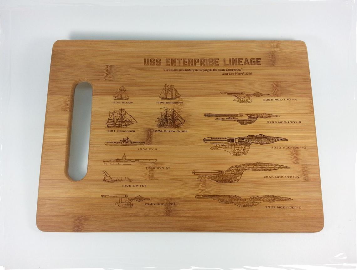 Star Trek Art Cutting Board, Laser Engraved