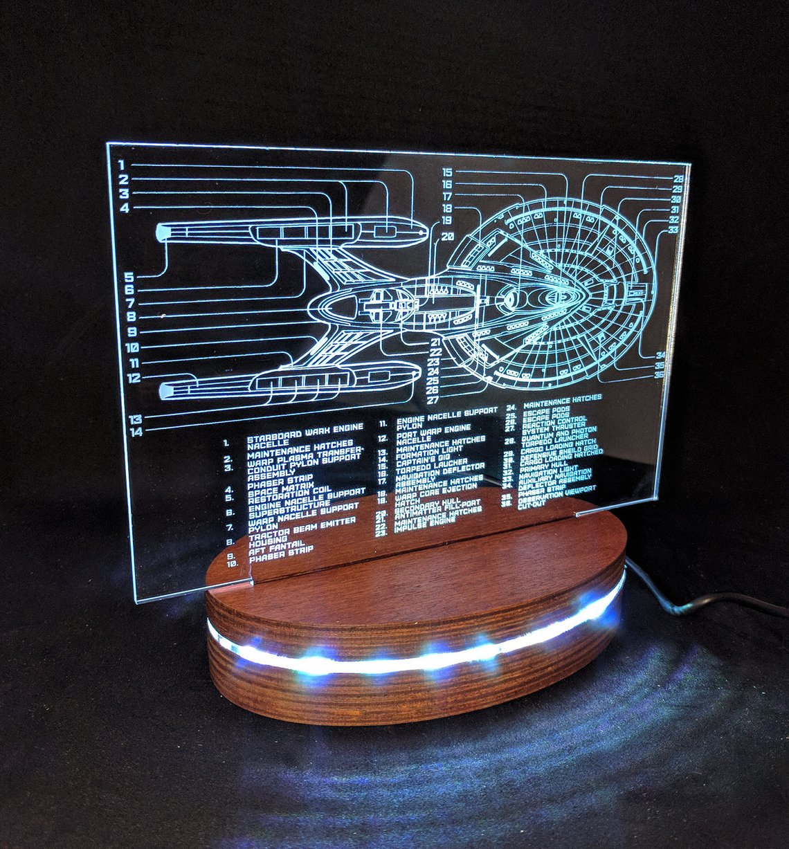 Star Trek Inspired Night Light – Star Ship Schematic