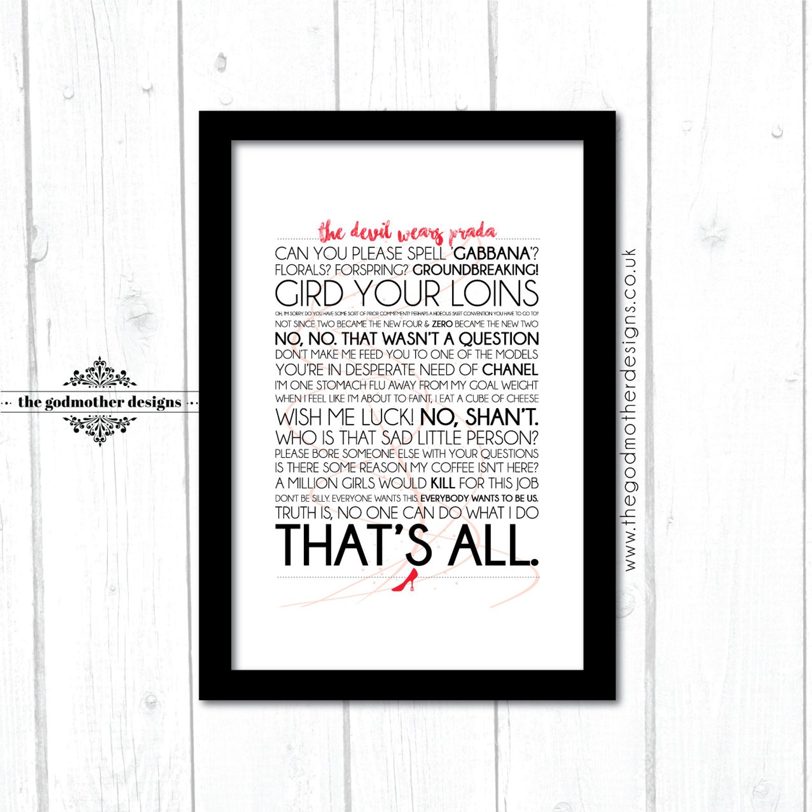 The Devil Wears Prada Movie Quotes Art Print