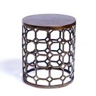 Lattice Round Side Table, Brass Antique