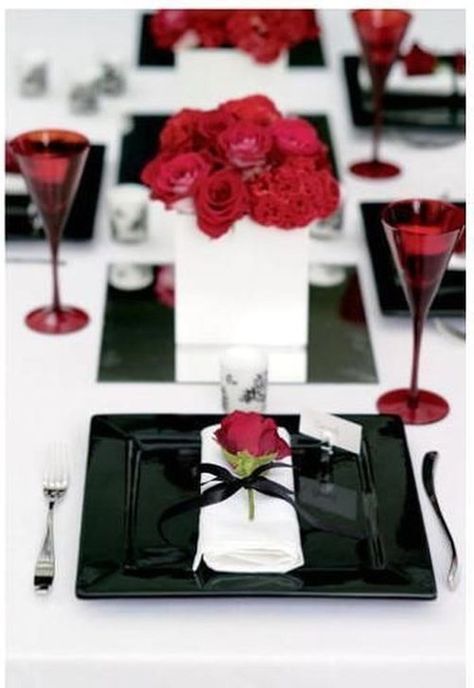 black red table