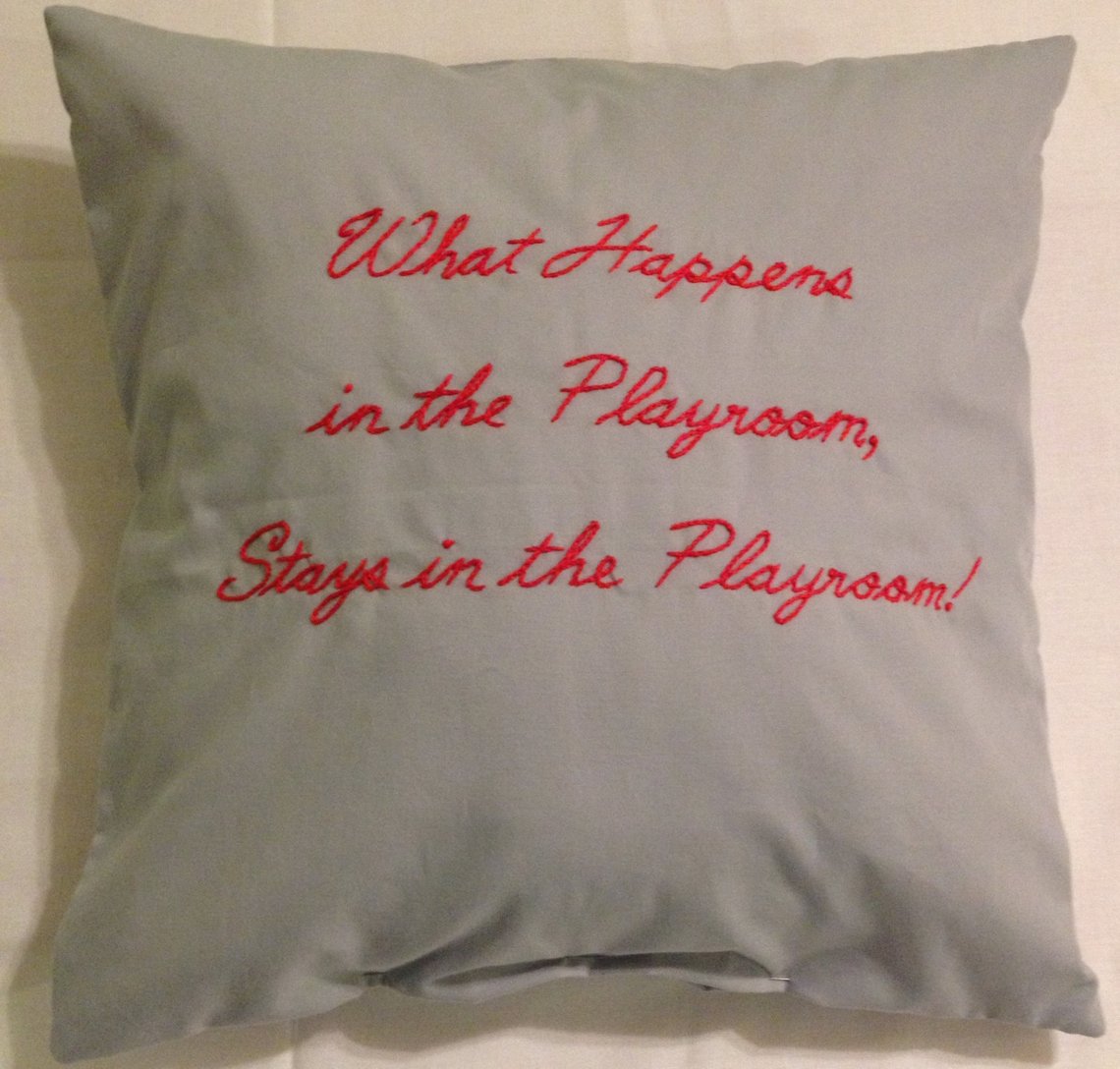 Fifty Shades Inspired, What Happens in the Playroom Throw Pillow