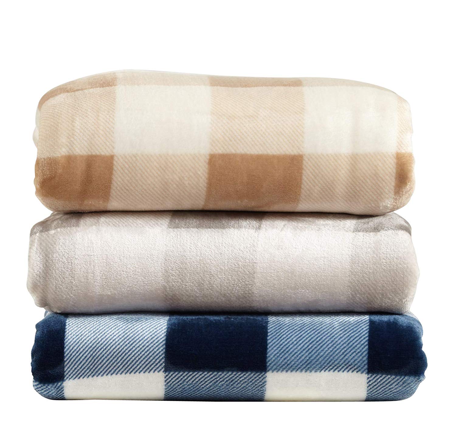 Great Bay Home Super Soft Plaid Buffalo Check Velvet Plush Bed Blanket