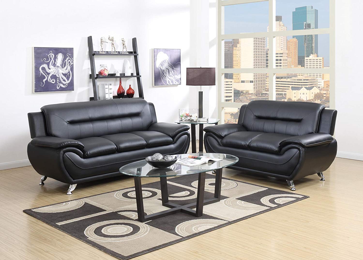 gtu furniture contemporary bonded leather sofa & loveseat set