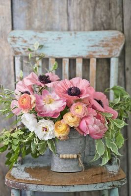 tin bucket vase