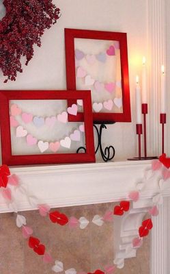 framed hearts mantel