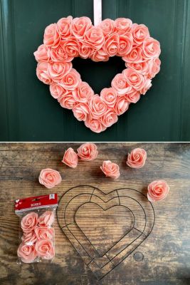 pink flower valentine wreath