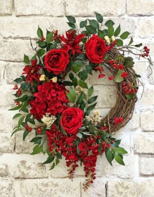 red flower wreath