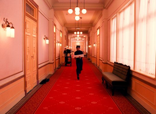 One of Grand Budapest Hotel’s hallways.