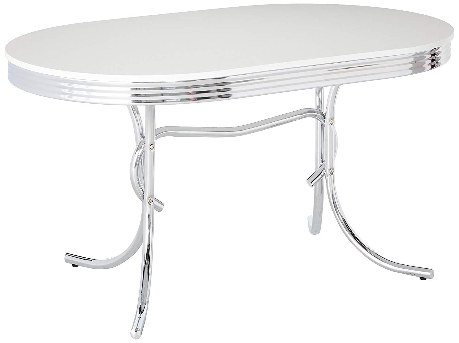 Retro Oval Dining Table White and Chrome