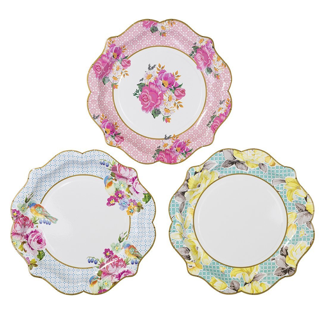 Talking Tables Truly Scrumptious Floral Plates for Tea Party, Wedding, Multicolor
