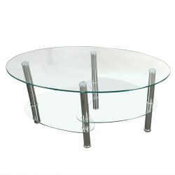 Coffee Table Tempered Glass Oval Side