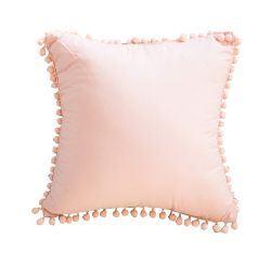 Cotton Throw Pillow Case Hanging Pompoms Ball
