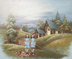 Creepy The Shining Twins Parody – Repurposed Thrift Art Print