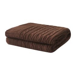 Aodry Sweety Knit Cable Throw Blanket, Dark Brown