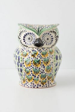 Handpainted Folk Owl Cookie Jar