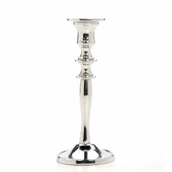 Hosley 8” High Silver Finish Taper Candle Holder