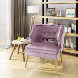 Michaela Mid Century Light Lavender Velvet Accent Chair