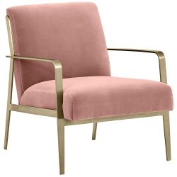 Rivet Clover Modern Glam Velvet Brass Arm Accent Chair
