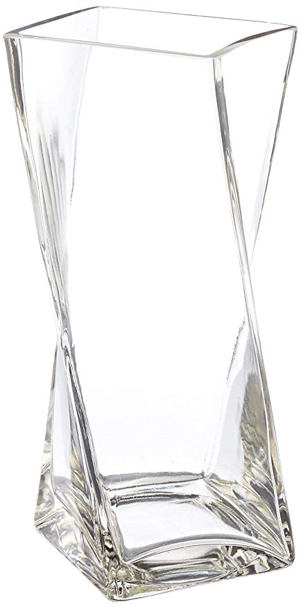 WGV Clear Square Twist Block Glass Vase